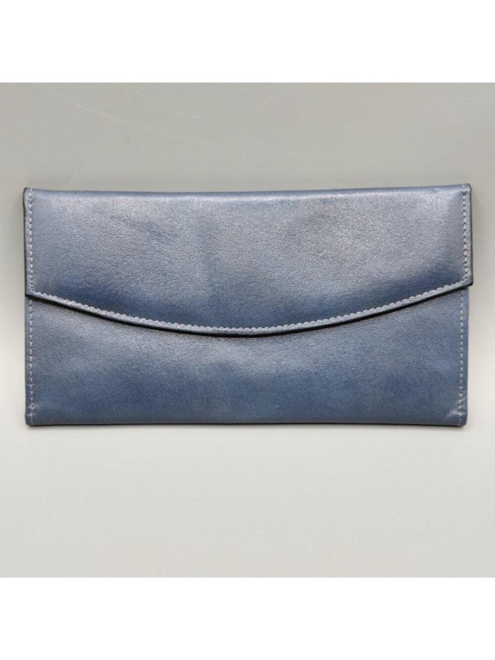 Vintage Blue Leather Wallet  Checkbook Card Slots Snap Closure Prince Gardner